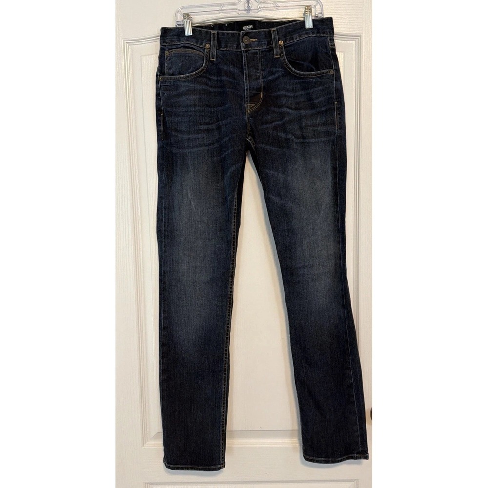 Hudson Men Jeans 32x33 Blake Slim Straight Leg Blue Denim Pants Made in USA